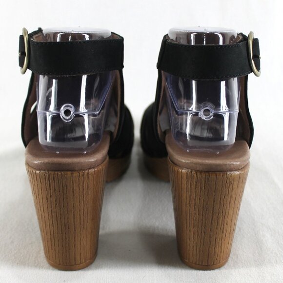 Dansko Demetra Sandals Womens Size 38 US 8 Black Leather Peep Toe Block Heel - Picture 6 of 9